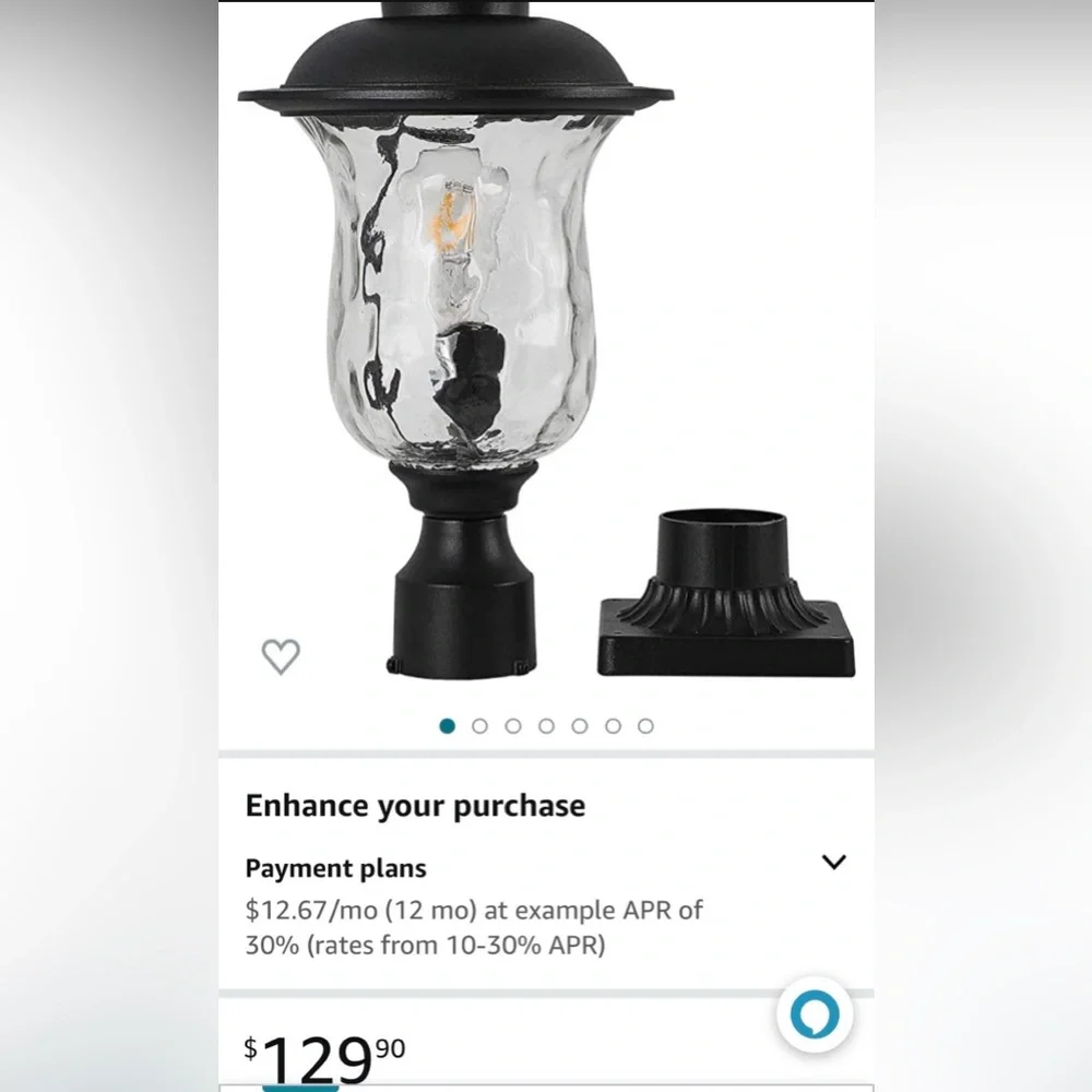 Dalksdci Outdoor Post-light Exterior Pillar Light W/3inch Pier Mount Base